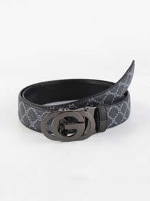 1 Piece Men's Double G Alphabet Element Alloy Buckle Belt High Quality Alloy Self-Buckle Belt Young Middle-Aged Casual Jeans Belt