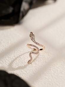 Nooxian 1pc Snake-Shaped Ring For Women, Minimalist Unique Design Personalized Open Ring For Index Finger - Rose Gold - View 7