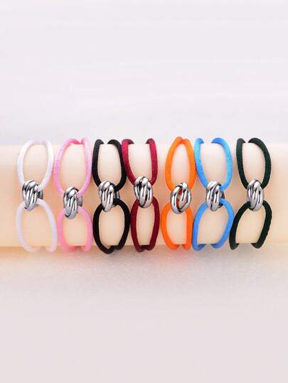 1pc Handmade Adjustable Unisex Electroplated Silver 3-Ring Hollow Thin Stainless Steel Bracelet, Couple/Couples Gift