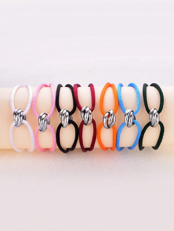 1pc Handmade Adjustable Unisex Electroplated Silver 3-Ring Hollow Thin Stainless Steel Bracelet, Couple/Couples Gift