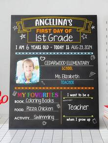 Letrero personalizado del primer día de clases Nombre personalizado Accesorios para fotos Pizarra reutilizable estilo pizarra para recuerdo de la primera clase de niñas Plantilla de relleno colorida para fotografía del hito escolar Preescolar, Jardín de infantes, Escuela primaria, Sesión de fotos del primer día de clases, Letrero de pizarra, Letrero de vuelta a clases - Multicolor - Ver 13