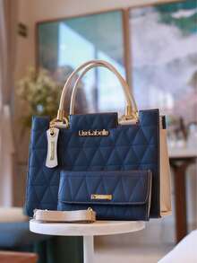Chic Women's Bag Kit With Embroidered Wallet, Adjustable Strap, Fine Details, Uselabelle 70% OFF - 藍色 - 查看 1