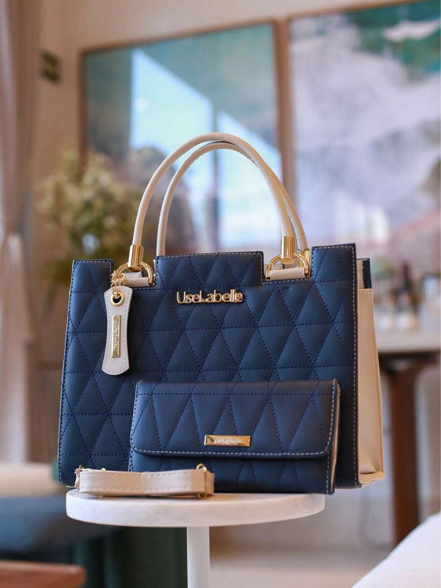 Chic Women's Bag Kit With Embroidered Wallet, Adjustable Strap, Fine Details, Uselabelle 70% OFF - 藍色 - 查看 1