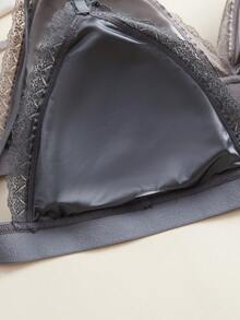 4pcs Women's Solid Color V-Neck Comfortable Wireless Lace Bikini Bralette Lingerie - 彩色 - 查看 5