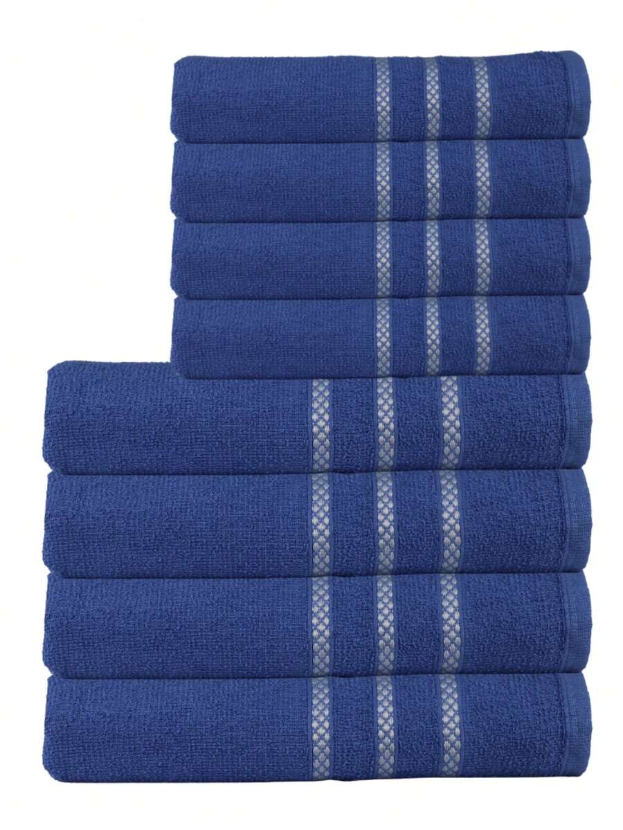 KIT 8 Toalhas CRISTAL - (4 banho + 4 rosto) 100% ALGODÃO - TOALHAS K&C - Azul - Visão 1