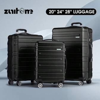 SUN YEE 3PCS Luggage Suitcase Trolley Set Travel TSA Lock Storage Hard Case Black