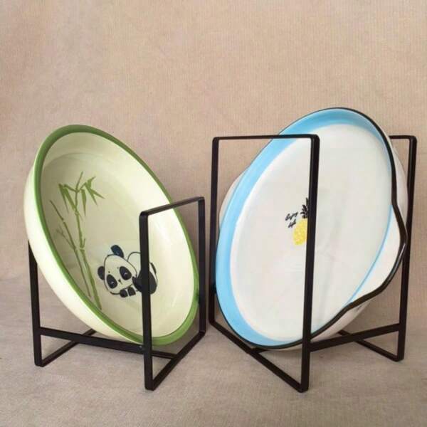 1 pieza Plato de cocina simple y fresco en blanco y negro, plato para comedor, vajilla, plato, estante de almacenamiento para escurreplatos, plato de clasificación para el hogar, vajilla, tazón, plato, estante integrado en el gabinete, escurreplatos de cocina, escurreplatos, estante de almacenamiento de platos, para el hogar