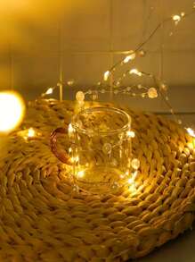 30pcs Pearl Shaped LED Lights | 1 String, 6.56ft/78.74in, Bedroom, Wedding, Christmas, Holiday Decor, Battery Powered (Batteries Not Included), Christmas Berry Garland Lights, Fireplace Decor, Acrylic Pearl Warm White LED Lights, Holiday Lighting, Battery Powered, Indoor Wreath, Suitable For Christmas Home Party Decoration (White) - Warm Color - View 5