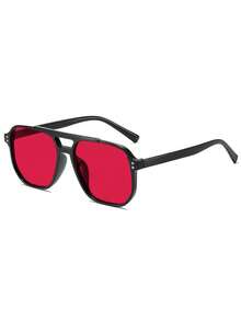 1 pieza de moda de piloto azules y lindas de verano para mujer, con marco de plástico geométrico, y gafas de moda para uso diario, tomar el sol y vacaciones, regalo ideal para festivales, accesorios de playa - Ver 8
