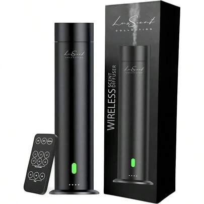 Difusor de aroma Aroma Diffuser Oil Diffise Control remoto de lujo para el hogar Difundidor inalámbrico 1000 pies cuadrados Cobertura de aceite esencial Difusión de aplicación Divisor portátil de aromaterapia Negro Yq