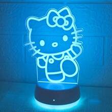 Sanrio 1pc Hello Kitty Acrylic Night Light - 7-Color Changing LED Desk Lamp With USB Power, Touch Control, Suitable For Bedroom, Party, Christmas, Valentine's Day, Birthday Gift, Festival Night Light, Cute Design, Suitable For Hello Kitty Decor