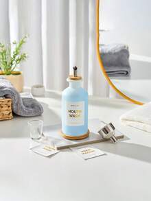 1pc 12OZ/350ML Mouthwash Dispenser, Coffee Syrup Bottle, Soy Sauce Vinegar Bottle, Bathroom Glass Mouthwash Rinser With Stainless Steel & Bamboo Sprout, Reusable Mouthwash Cup, Bamboo Tray And Stickers - Multicolor - View 15