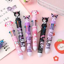 bandai 1 pennenset met 10 kleuren in de vorm van een cartoonfiguur (1 pen met 10 kleuren), schattige creatieve etui met tandpasta in de vorm van een kat, leuke organizer voor op het bureau van een student, cadeaudoos voor kantoorbenodigdheden, cartoonbalpen, set van 10 balpennen - snel drogende inkt, medium punt, leuke set kantoorbenodigdheden, geschikt voor tieners, krabbels, markeren, leuke etui, terug naar school