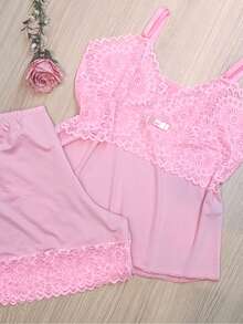 Baby Doll Microfiber Lace Comfort Without Padded Lined Pajama Short Doll - 351 - 淺粉色 - 查看 1