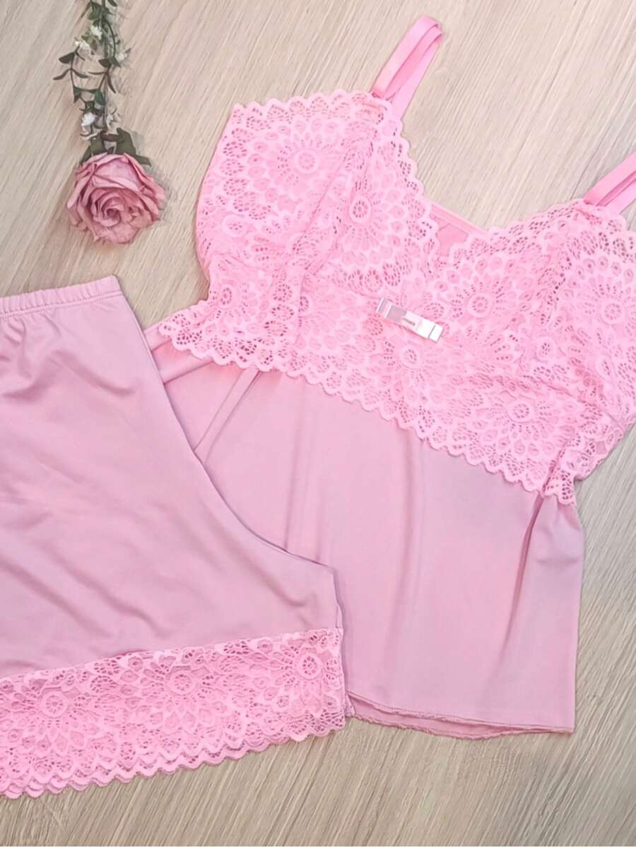 Baby Doll Microfiber Lace Comfort Without Padded Lined Pajama Short Doll - 351 - 淺粉色 - 查看 1