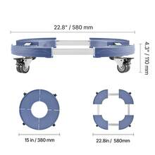 Trash Can Dolly With 4 Lockable Wheels, 440lbs Weight Capacity, Round Trash Can Roller Base, 15-22.8 In Adjustable, Heavy Duty Drum Dolly Plant Caddy, Multi-Functional Rolling Dolly Cart, Blue - Blue - View 10