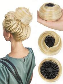 合成发髻 马尾辫 发髻 甜甜圈 接发 弹性松紧带 深棕色 女士