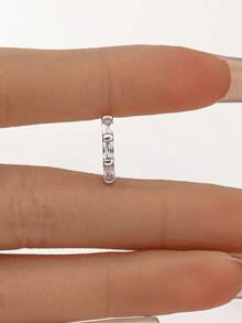 1pc Dainty 925 Sterling Silver Radiant Cut Zirconia Huggie Hoop Earrings ,Hypoallergenic Gold Earring Cuff,For Women's Daily Wear - Square Zirconia Ear Clip - View 4