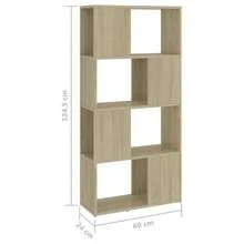 Bücherregal Raumteiler Sonoma-Eiche 60x24x124,  5cm Holzwerkstoff - Braun - Übersicht 6