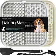 Lesipee Licking Mat For Dogs &Amp; Cats 2 Pack, Slow Feeder Lick Pat, Anxiety Relief Dog Toys Feeding Mat For Butter Yogurt Peanut, Pets Supplies Bathing Grooming Training Calming Mat (Cyan&Amp;Purple)