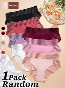 FOVTY 1PC Plus Size Women's Lace Sexy Panties Breathable And Comfortable Yogashort