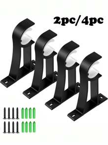 2 件/4 件可调节窗帘杆支架，适合 25-28 毫米厚度，配有螺丝和膨胀塞 - 黑色 - 查看 3