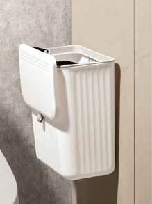 Wall-Mounted Slim Trash Can With Lid, Bathroom & Kitchen Use, Large Size Paper Basket, No Installation Required