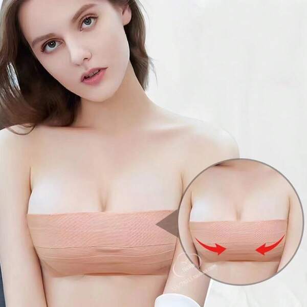1pc 5m Lift Tape, Invisible Breathable Adhesive Lift Bra Tape, Invisible Gather Sports Muscle Tape, Women Fabric Invisible Bra Tape, Non-Woven Breast Tape