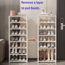 Space-Saving Stackable Shoe Rack, Durable Metal Shoe Cabinet Storage Shelf With Quality Fabric Dividers, Suitable For Entryway And Dorm - Easy To Assemble, Durable And Stylish Home Storage Organizer