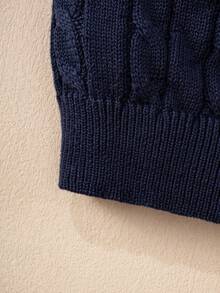 2pcs/Set Boys' Classic School Style White Shirt And Sweater Vest - Blue and White - View 9