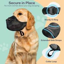 1pc Black New Style Dog Muzzle Net Breathable Dog Mouth Cover, Safe Anti-Choke Dog Muzzle, Anti-Barking Anti-Biting Muzzle
