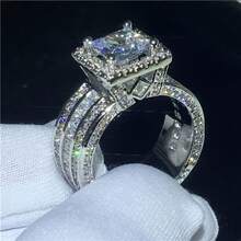 Luxury Ultra Shiny Women's Men's Fashion Ring Exquisite Silvery Synthetic  Wedding Ring Women's Engagement Jewelry - 7 - View 3