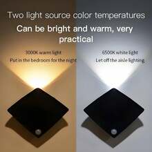 1pc/2pcs/3pcs/4pcs Motion Sensor Magnetic Wall Light, Room Decoration, Wall Decor, Lighting, Night Light, Modern Manta Ray Design, Warm And White Light Modes, Magnetic Wall Lamp, Motion Sensor Night Light, Battery Powered (Batteries Not Included) - Multicolor - View 6