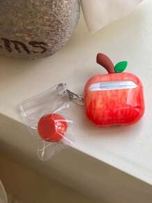 3D 叶子和红苹果设计 4/3 耳机保护壳，柔软硅胶套，兼容 Apple 2/Pro，清新夏日风格