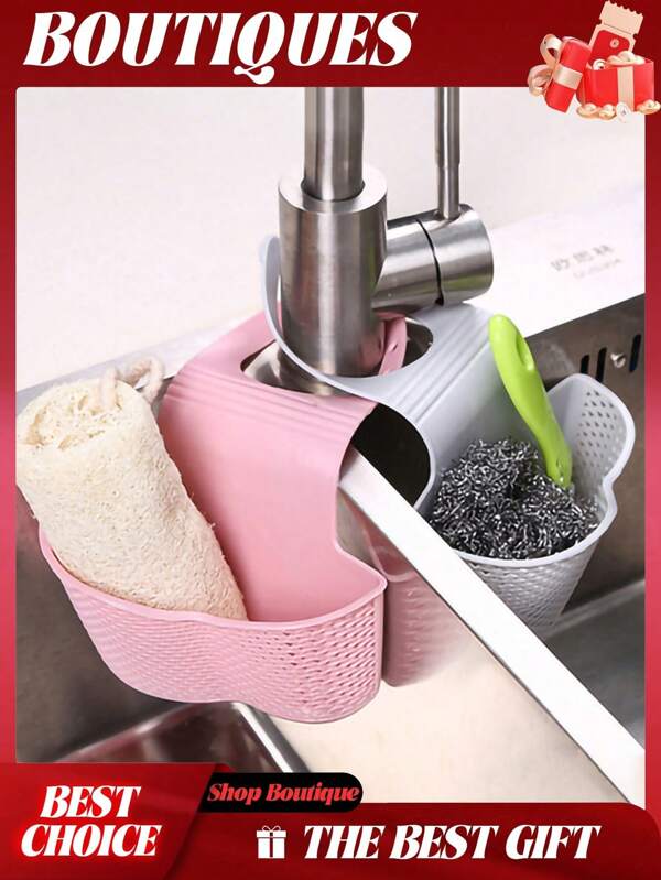 1pc Home Storage Drain Basket Kitchen Sink Holder Adjustable Soap Sponge Hanging Drain Basket Bag Kitchen Accessories
