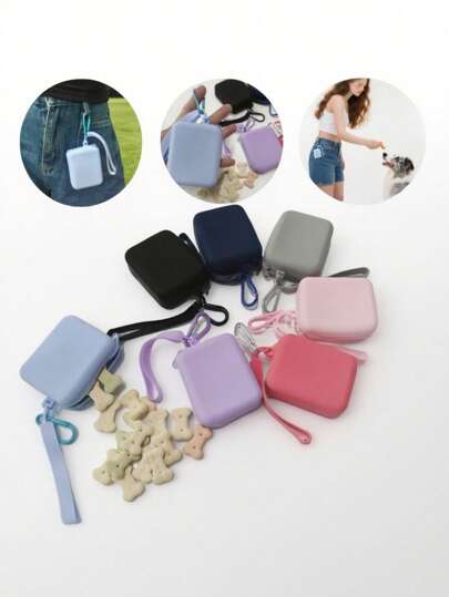 1 mini bolsa de treinamento de silicone para cães, bolsa portátil para lanches de animais de estimação, bolsa para petiscos de cães, tamanho compacto pequeno, fácil de limpar, bolsa para guia de viagem (adequada para viagens de filhotes ou atividades ao ar livre), fecho de zíper para evitar derramamentos, bolsa para petiscos de cachorro, bolsa para petiscos de cachorro, bolsa para passear com o cachorro