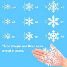 27 pezzi Adesivi a forma di fiocco di neve natalizi, adesivi decorativi bianchi a forma di fiocco di neve, adesivi a forma di fiocco di neve con attacco statico - facili da applicare e rimuovere, 3 stili e 3 dimensioni, decorazioni per feste di Natale, adesivi da parete natalizi, adesivi per finestre, adatti per feste di Natale, decorazioni invernali, feste a tema
