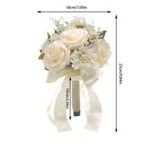 Ramos de flores de boda para novia de color blanco y champán, flores artificiales para sostener en la mano