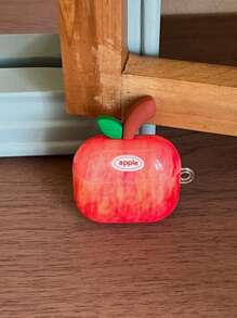 3D 叶子和红苹果设计 4/3 耳机保护壳，柔软硅胶套，兼容 Apple 2/Pro，清新夏日风格