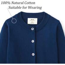 Girls' Cardigans Sweater Cotton Button Solid Long Sleeve Knit Sweaters