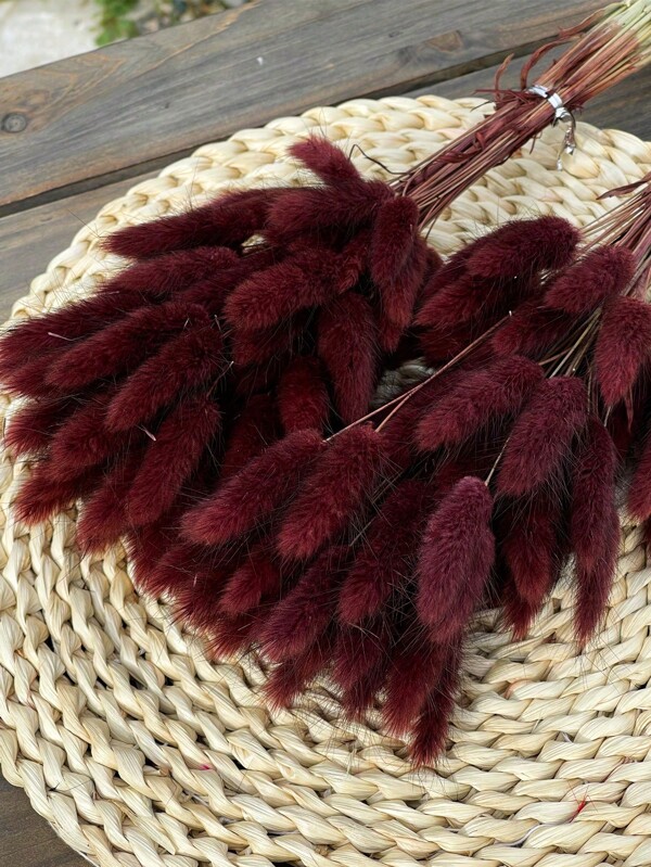 60/120pcs Natural Dried Flowers Decor, Natural Dried Rabbit Tail Grass, Dried Reed, For Home Decor, Wedding Decor, Party Decor, DIY Crafts, Photography Props, Theme Decor, 17.7 Inches (Reddish Brown)
