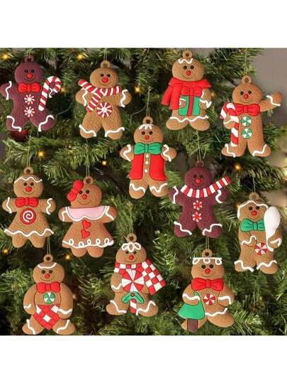 12pcs Gingerbread Man Decorations: Add A Sweet Atmosphere To Your Christmas Tree Decor! Christmas, Halloween, Thanksgiving, Easter Gifts, Christmas Trees, Santa Claus, Christmas Decorations, Gingerbread Houses, Christmas Gifts, Christmas Tree Ornaments, Christmas Gifts, Christmas