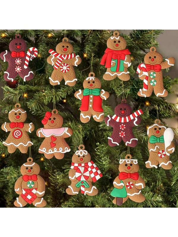 12pcs Gingerbread Man Decorations: Add A Sweet Atmosphere To Your Christmas Tree Decor! Christmas, Halloween, Thanksgiving, Easter Gifts, Christmas Trees, Santa Claus, Christmas Decorations, Gingerbread Houses, Christmas Gifts, Christmas Tree Ornaments, Christmas Gifts, Christmas
