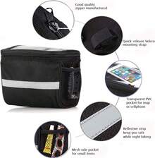 Bicycle Handlebar Bag Large Capacity Cycling Front Pack Bike Frame Accessories - màu đen - Xem 5