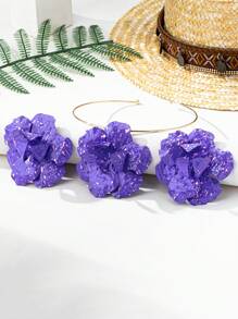 3pcs/Set Elegant Bohemian Style Metal Oversized Flower Pendant Necklace, Earrings Jewelry Set For Women, Suitable For Daily & Vacation Outfits