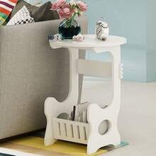 1 pieza Mesa cuadrada para balcón, mesa auxiliar, mesa de centro o mesa auxiliar para sofá de sala de estar para dormitorio - Blanco - Ver 2