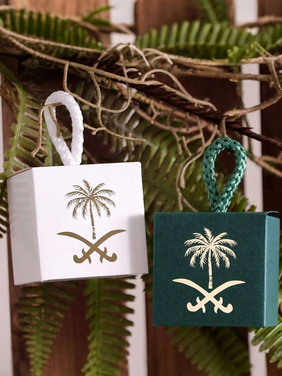 10个沙特阿拉伯国庆节礼盒、节日镀金糖果盒、棕榈树礼盒、沙特阿拉伯国庆节快乐、阿拉伯手提礼盒、沙特阿拉伯国庆节礼物、糖果盒、沙特阿拉伯国庆节庆祝活动纸质礼盒、万圣节和圣诞节糖果盒、沙特阿拉伯国庆节礼品盒 - 彩色 - 查看 1