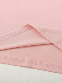 Camiseta Manga Corta Cuello Redondo Estampado Pulso Corazón Mujer - Rosa Pálido - Ver 3