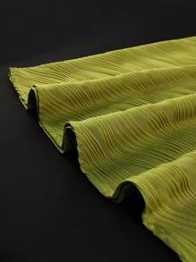 Plus Size Wavy Knitted Fabric Asymmetrical Collar A-Line Swing Dress Mesh Ruffle Short Sleeve Party Dresses For Woman