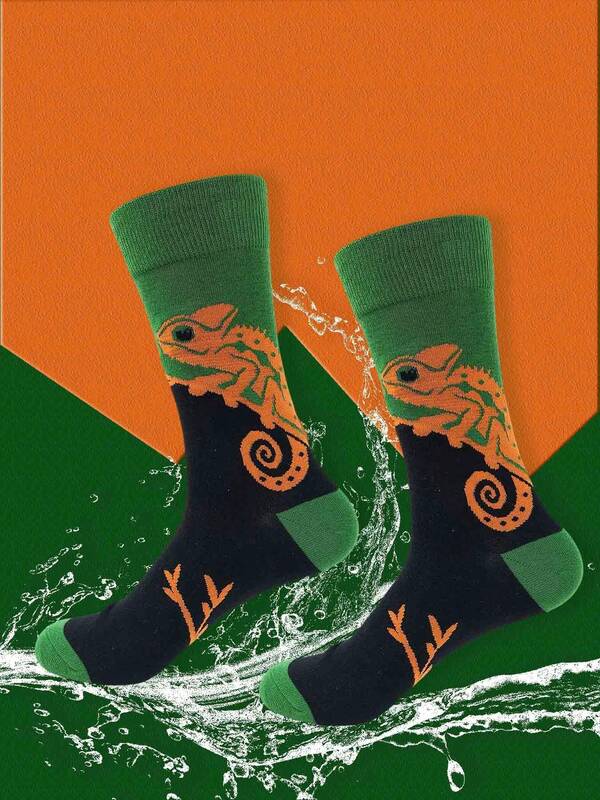 1 Coppia Di Calzini Equipaggio Divertenti E Carini Con Motivo Camaleonte, Comodi Per Uso Quotidiano, Sport E Feste In Primavera, Estate E Autunno, Un Buon Regalo Per Amici, Famiglia E Partner